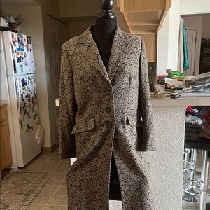 Kasper Women's Black and Gray Patterned Dress Coat